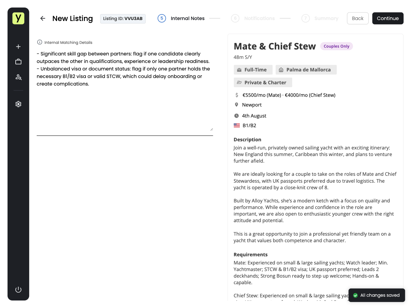 Job Details: Internal Matching Criteria